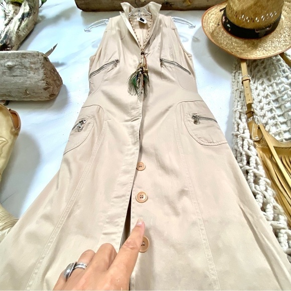 VERSACE safari Versus collection dress/long vest vintage YTK RETRO VIBE - Picture 15 of 16